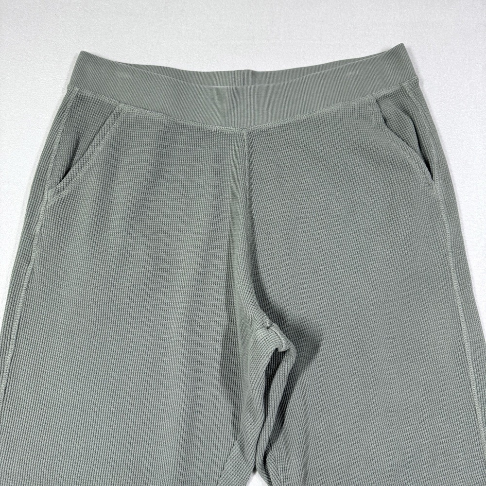 Pact Pants Womens XL Thermal Waffle Wide Leg Pant Organic Lounge Pull On Green - Picture 2 of 13
